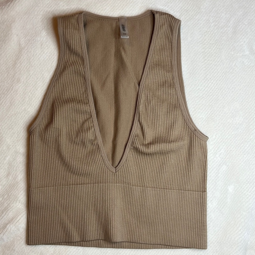 Light Brown Deep V Tank - Picture 1 of 3